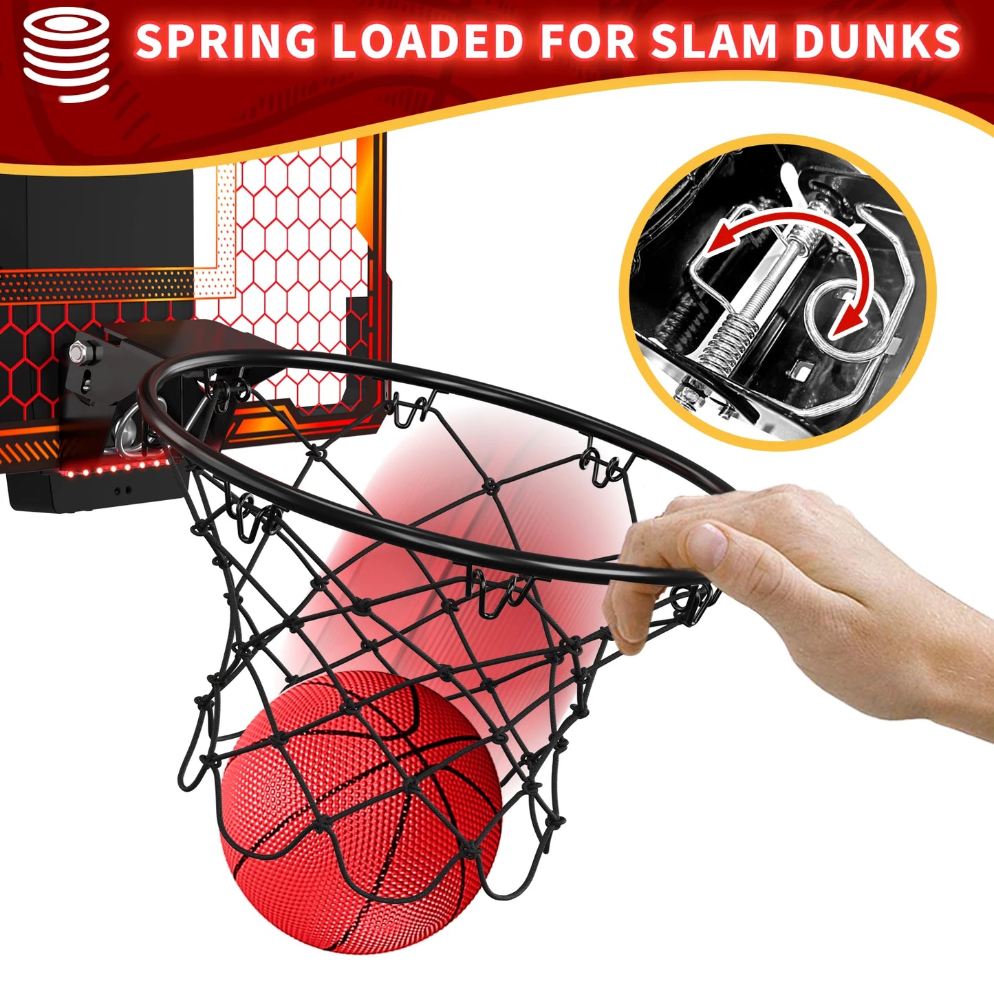 Remote Control Mini Basketball Hoop with Electronic Scoreboard 3 Modes.