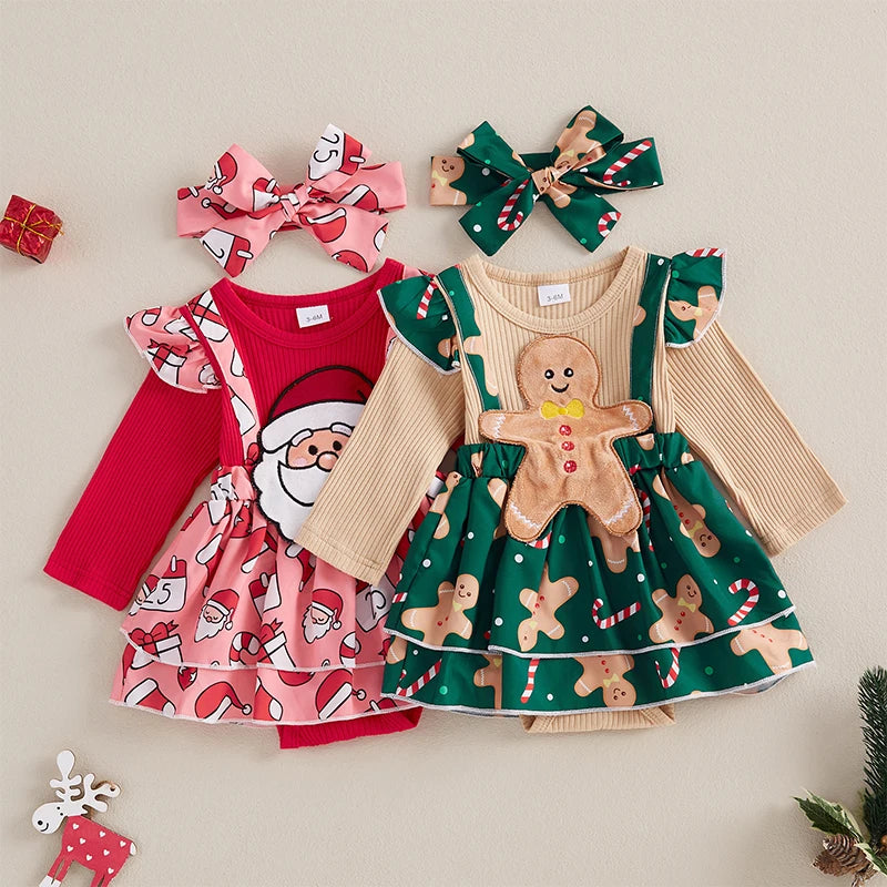 Baby girl tw piece christmas dresses.