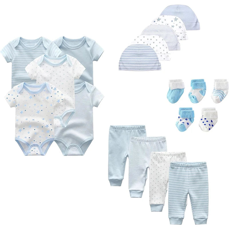 Unisex Baby Boy Girl Layette Sets Bodysuits Pants and Accessories 19 Packs.