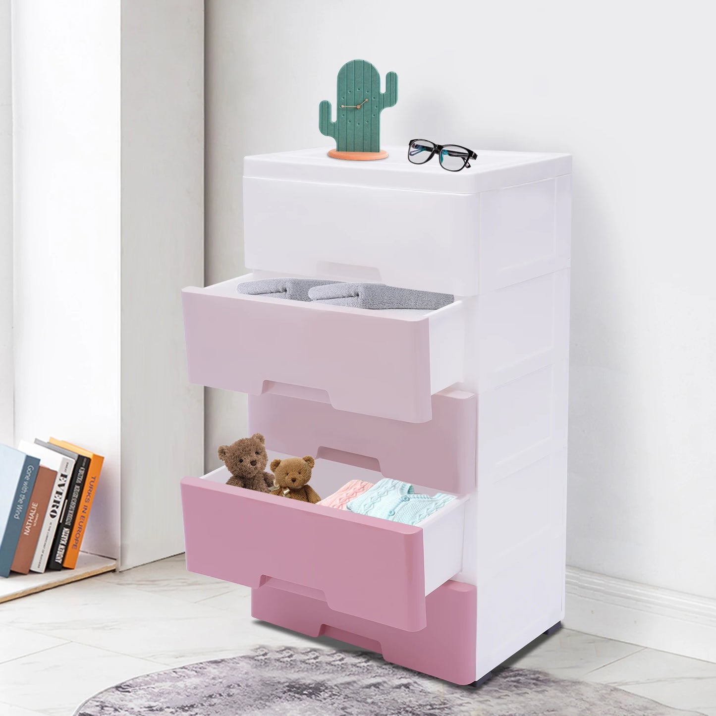 Storage Cabinet Stain-Resistant Plastic Drawers Dresser