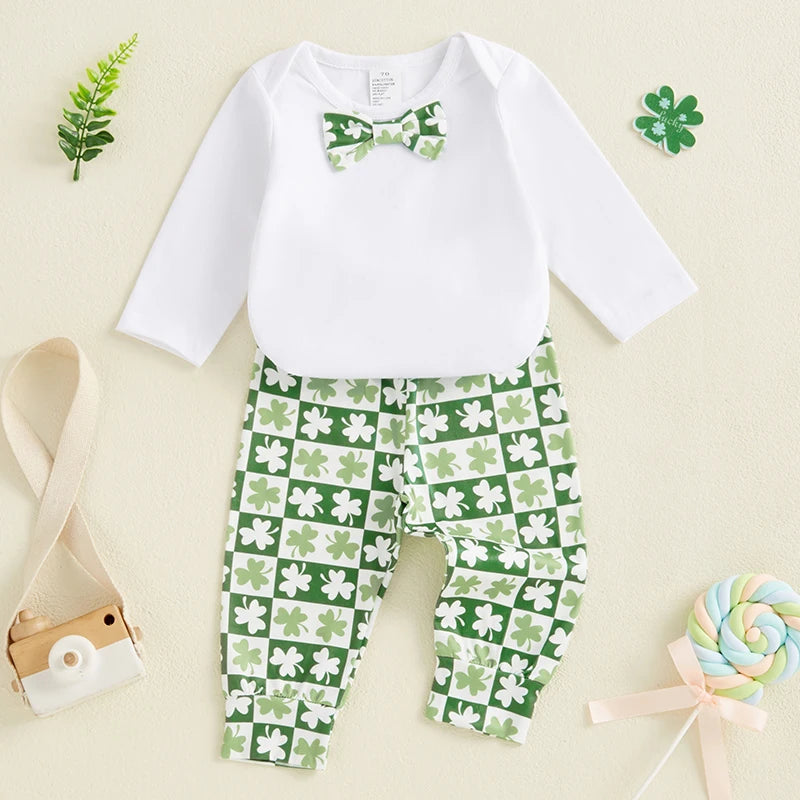 St Patrick s Day Baby Boy Outfit Set with Long Sleeve.