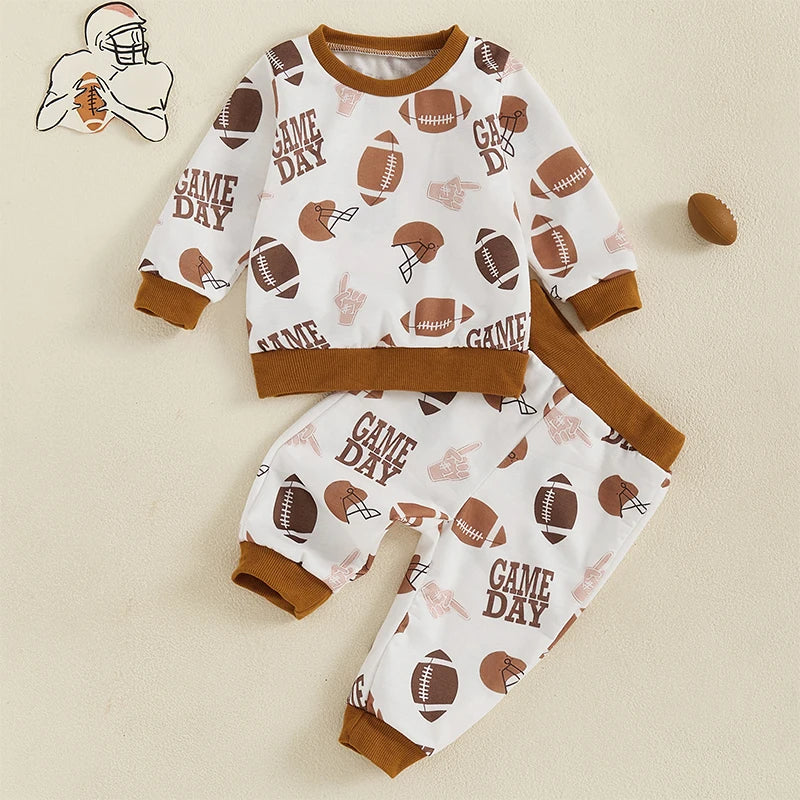 Infant Boys Autumn Clothes Pullover Sweater with Jogger Pants 2 Piece Set for Toddler Kids