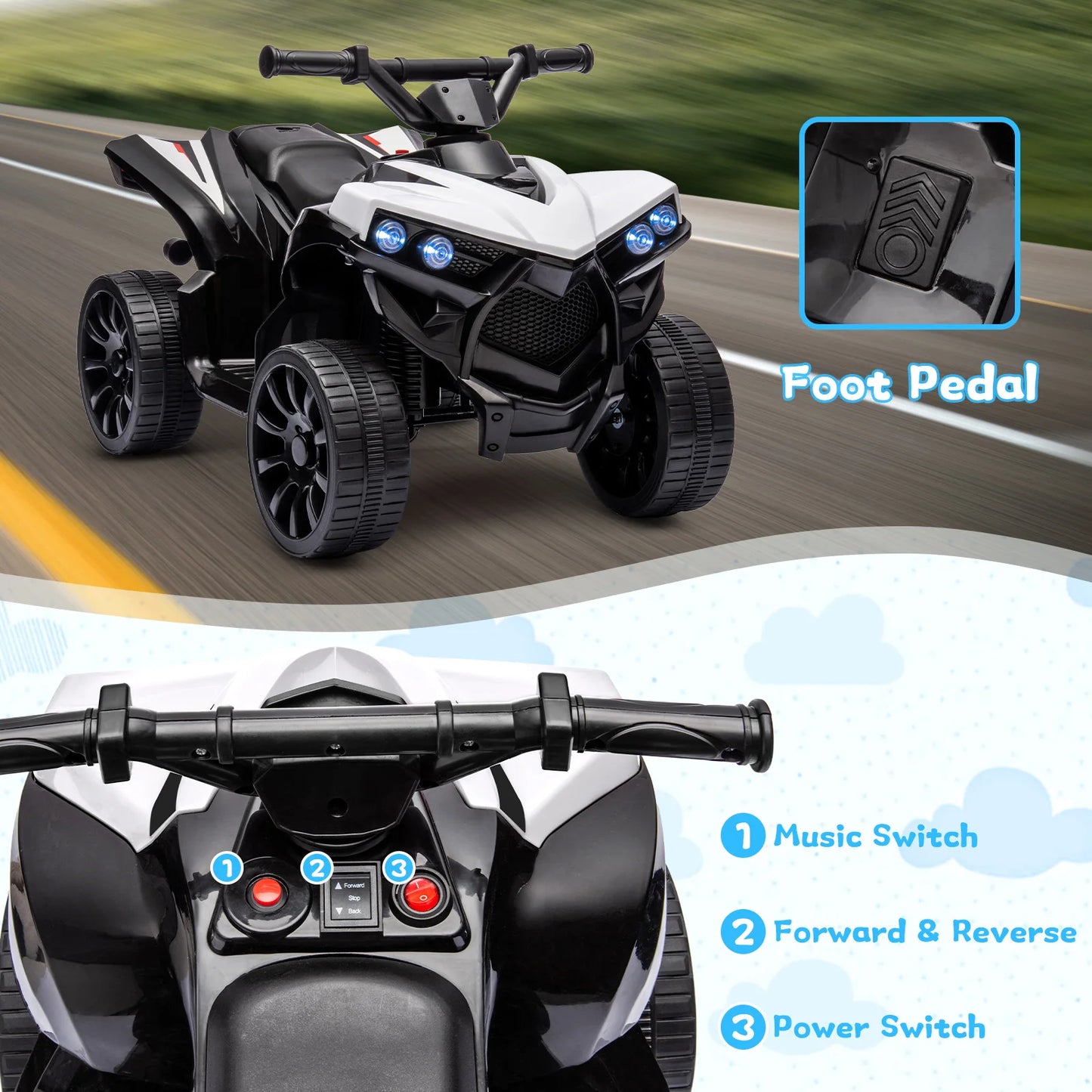 Kids ATV 4 Wheeler,6V Battery Powered Quad Electric Vehicle .