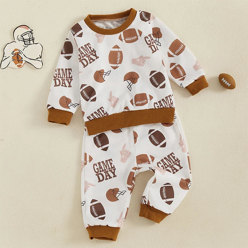 Infant Boys Autumn Clothes Pullover Sweater with Jogger Pants 2 Piece Set for Toddler Kids