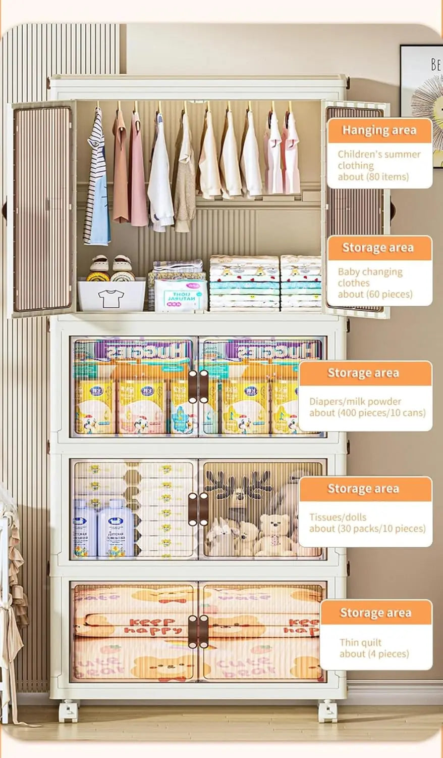 Portable Wardrobe Closet Storage Organizer For Clothes,