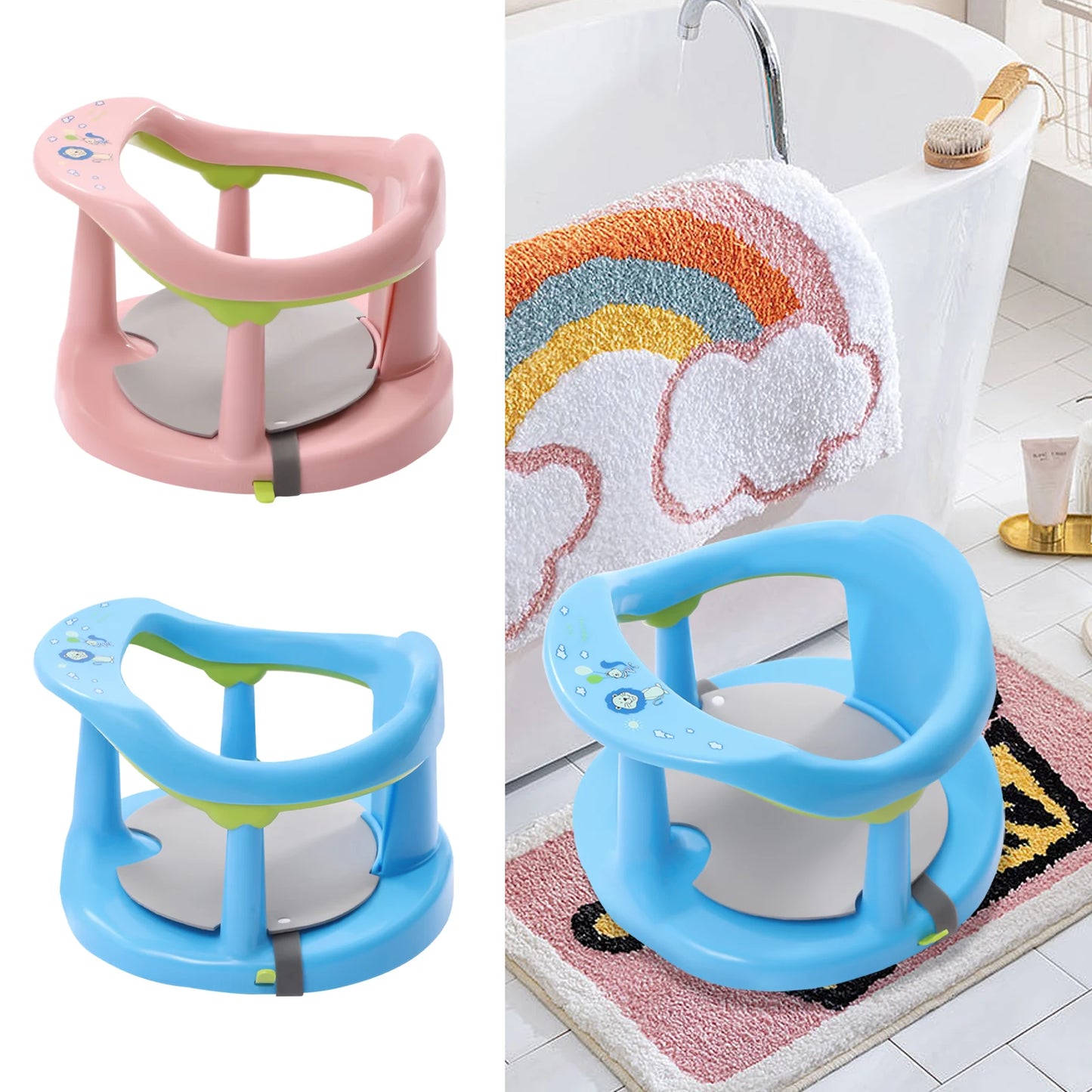 Blue/Pink Anti Slip Baby Bathtub Seat