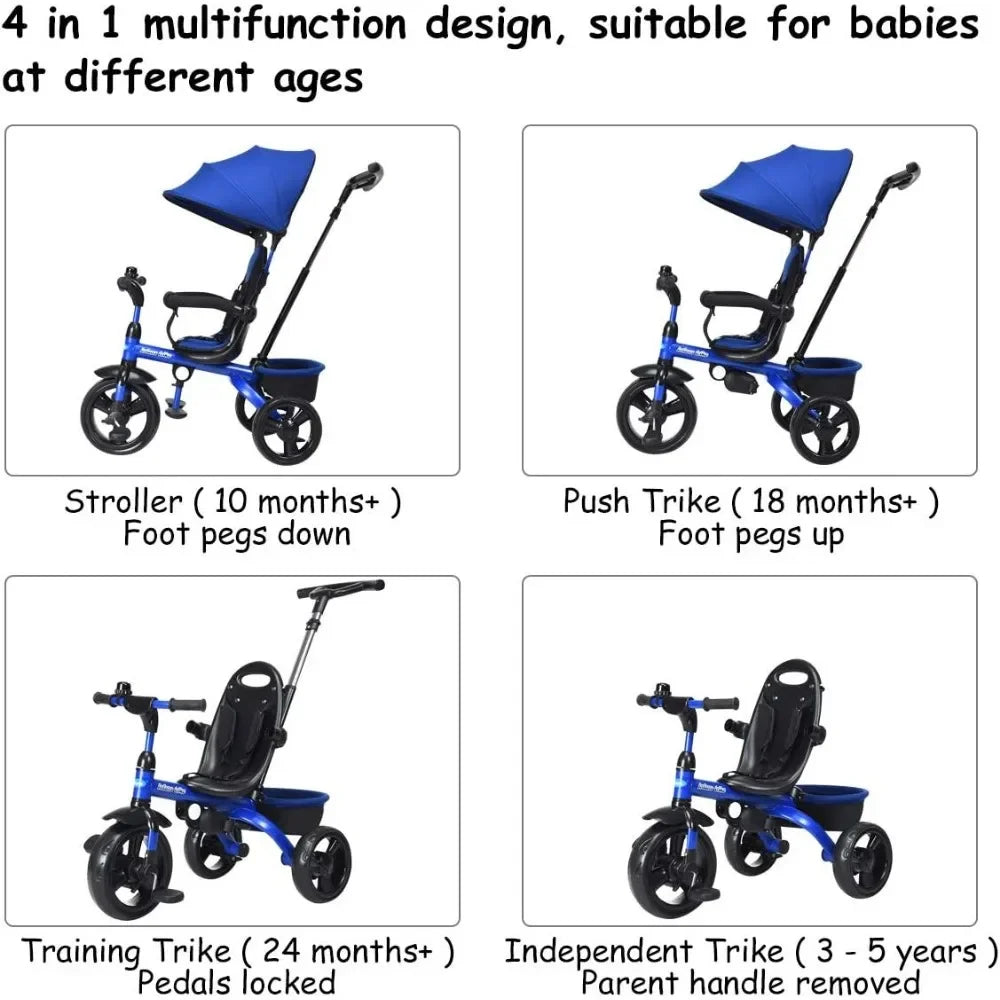 4 in 1 Stroll Trike with Adjustable Push Handle,