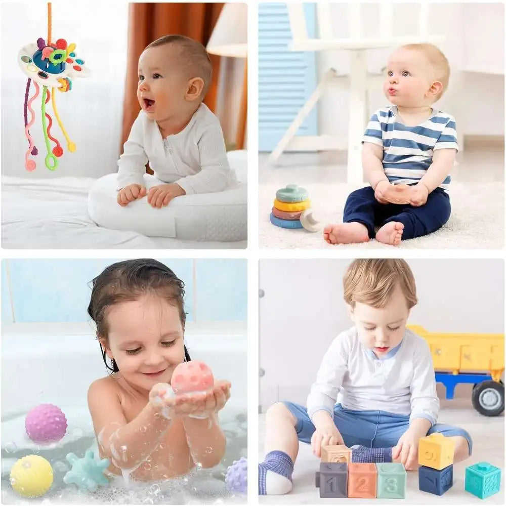 Montessori String Toys and Stacking Blocks