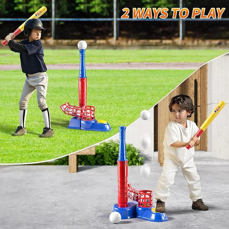 2 in 1 Tee Ball Set toy for Baseball Tee, including 10 balls. step on Pitching Machine、