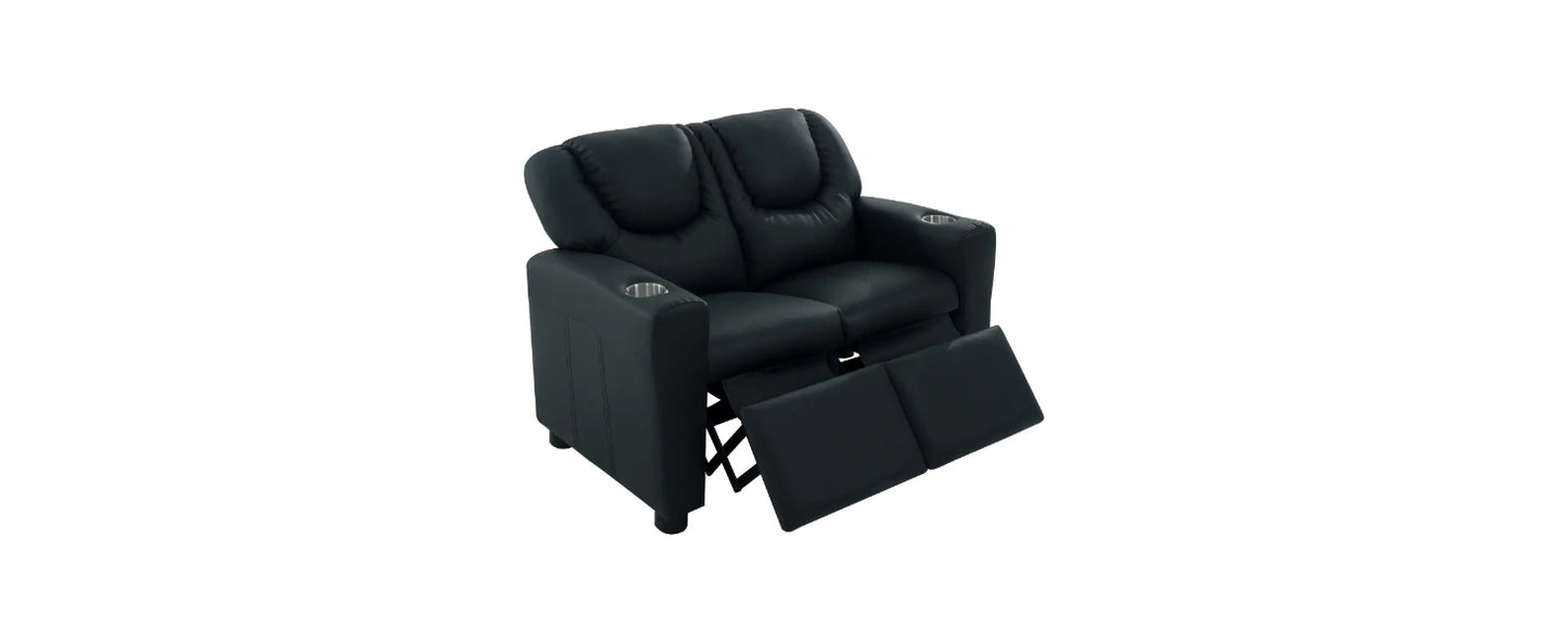 Loveseat Recliner with Cup Holders, Adjustable Footrest & Headrest, Two-Seat Recliner Sofa