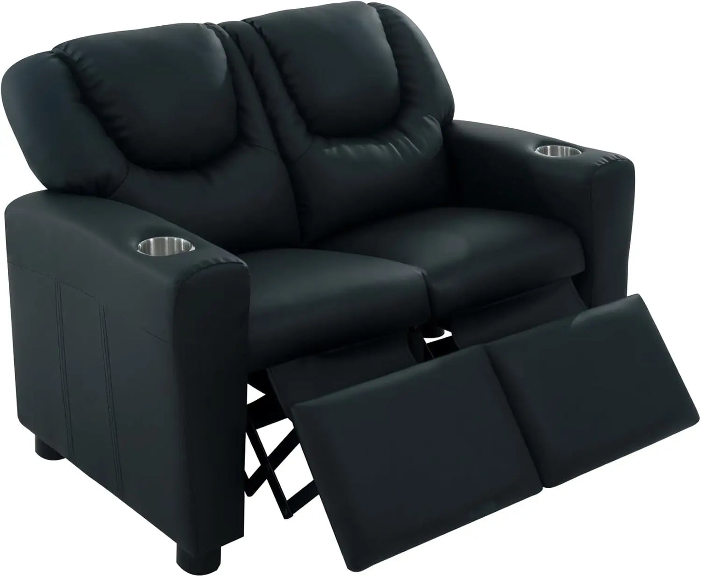 Loveseat Recliner with Cup Holders, Adjustable Footrest & Headrest, Two-Seat Recliner Sofa