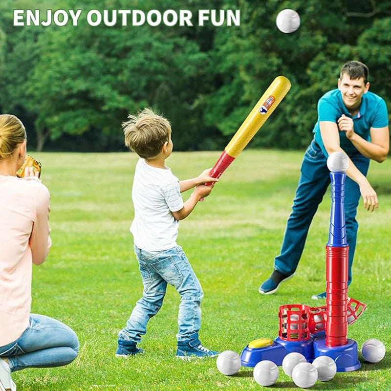 2 in 1 Tee Ball Set toy for Baseball Tee, including 10 balls. step on Pitching Machine、