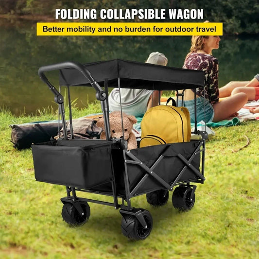 Extra Large Collapsible Garden Cart with Removable Canopy,