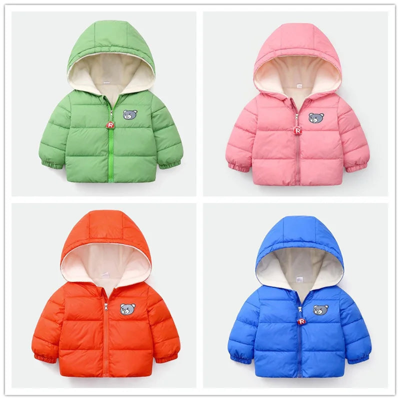 Autumn Winter Baby Girl Boy Outerwear Hooded Down Jacket.