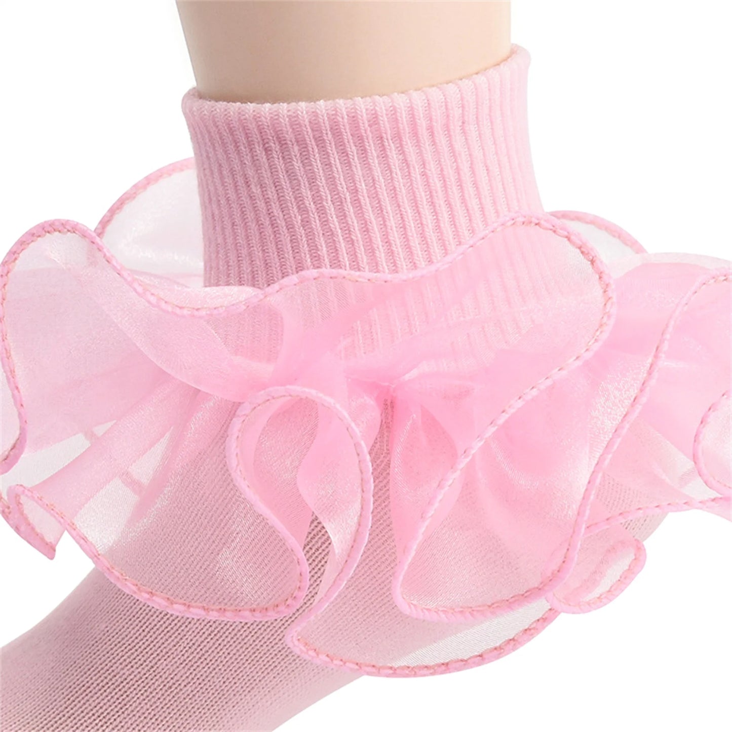 Adorable Infant Girls Frilly Socks with Delicate Lace Trim Soft Princess Ankle Socks for Toddler