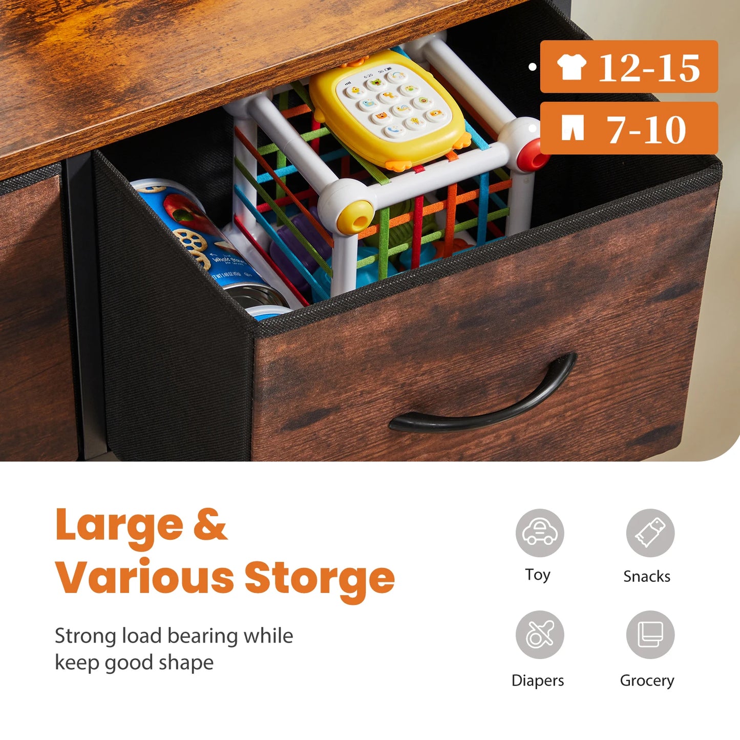 JHK Dresser For Bedroom With 9 Fabric Storage Drawer