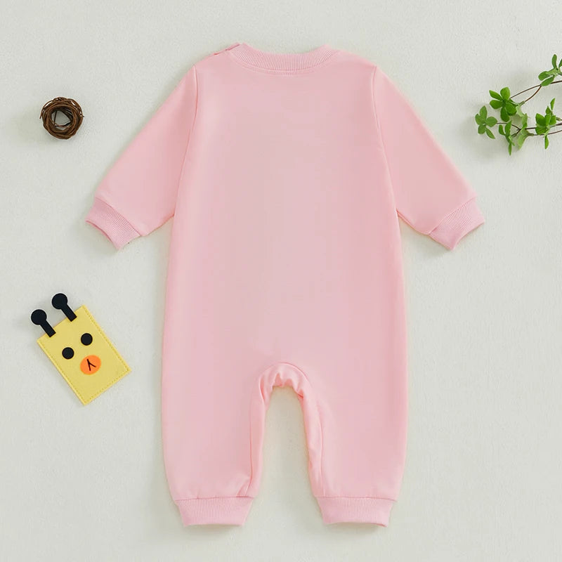 Baby Romper Letter Animal Embroidery Long Sleeve Full Length Jumpsuit