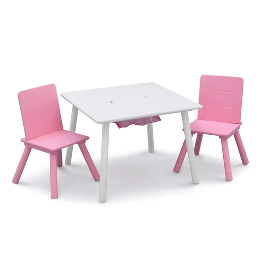 Kids Table and Chair Set with Storage (2 Chairs Included)