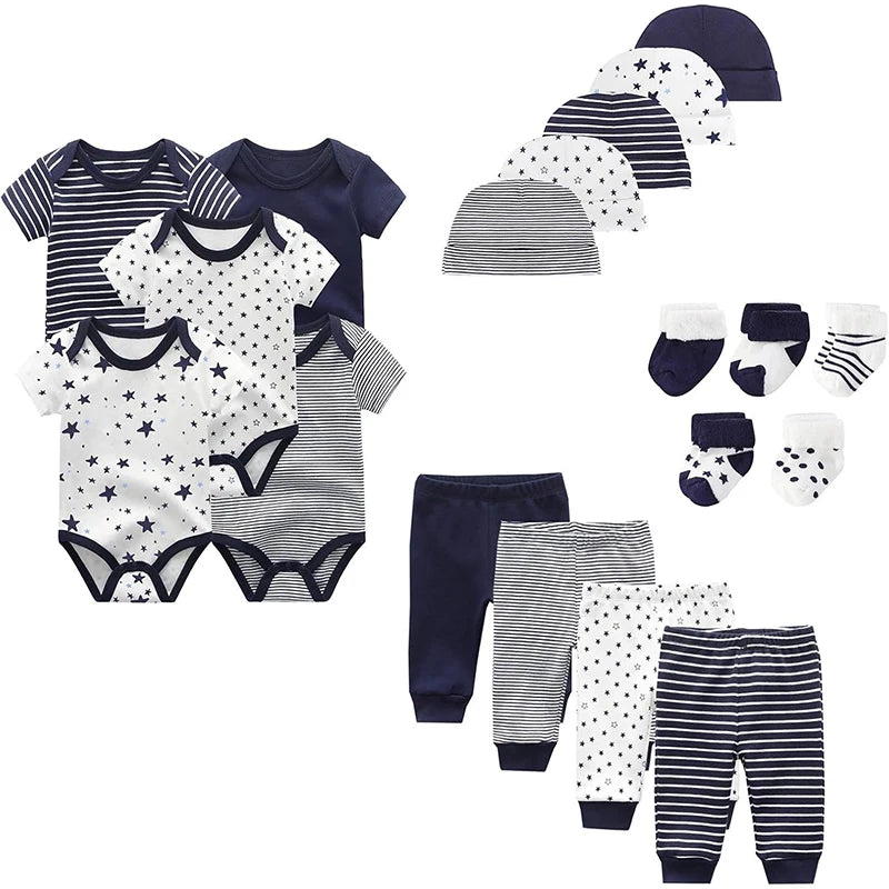 Unisex Baby Boy Girl Layette Sets Bodysuits Pants and Accessories 19 Packs.