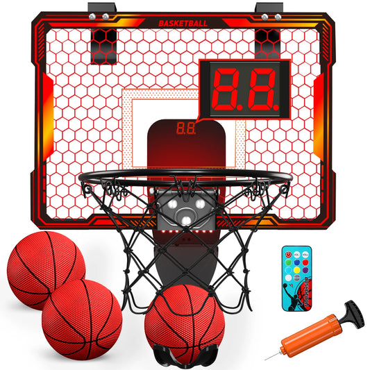 Remote Control Mini Basketball Hoop with Electronic Scoreboard 3 Modes.