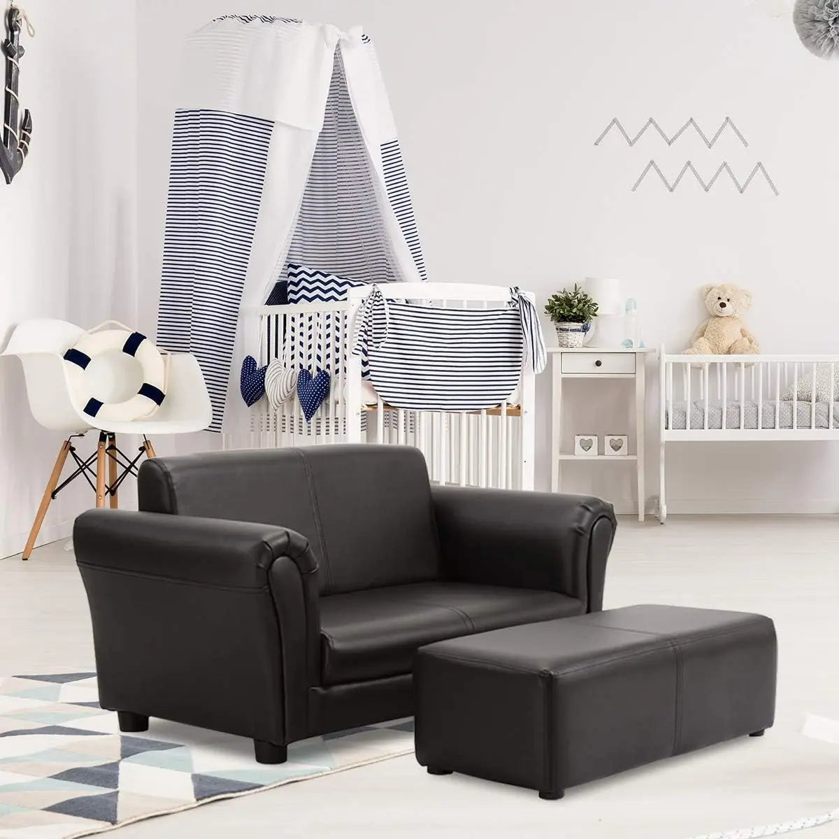 Kids Couch with Footstool, Soft Kids Sofa.