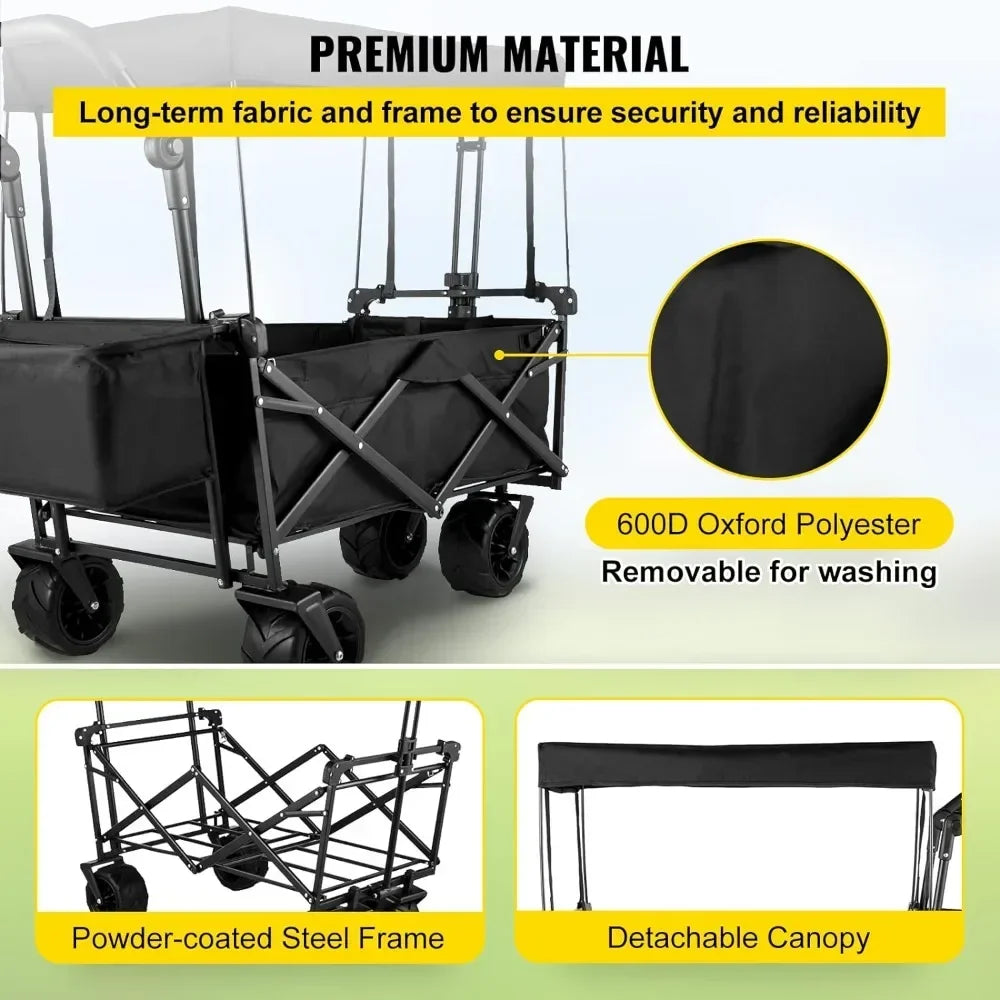 Extra Large Collapsible Garden Cart with Removable Canopy,