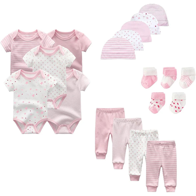 Unisex Baby Boy Girl Layette Sets Bodysuits Pants and Accessories 19 Packs.