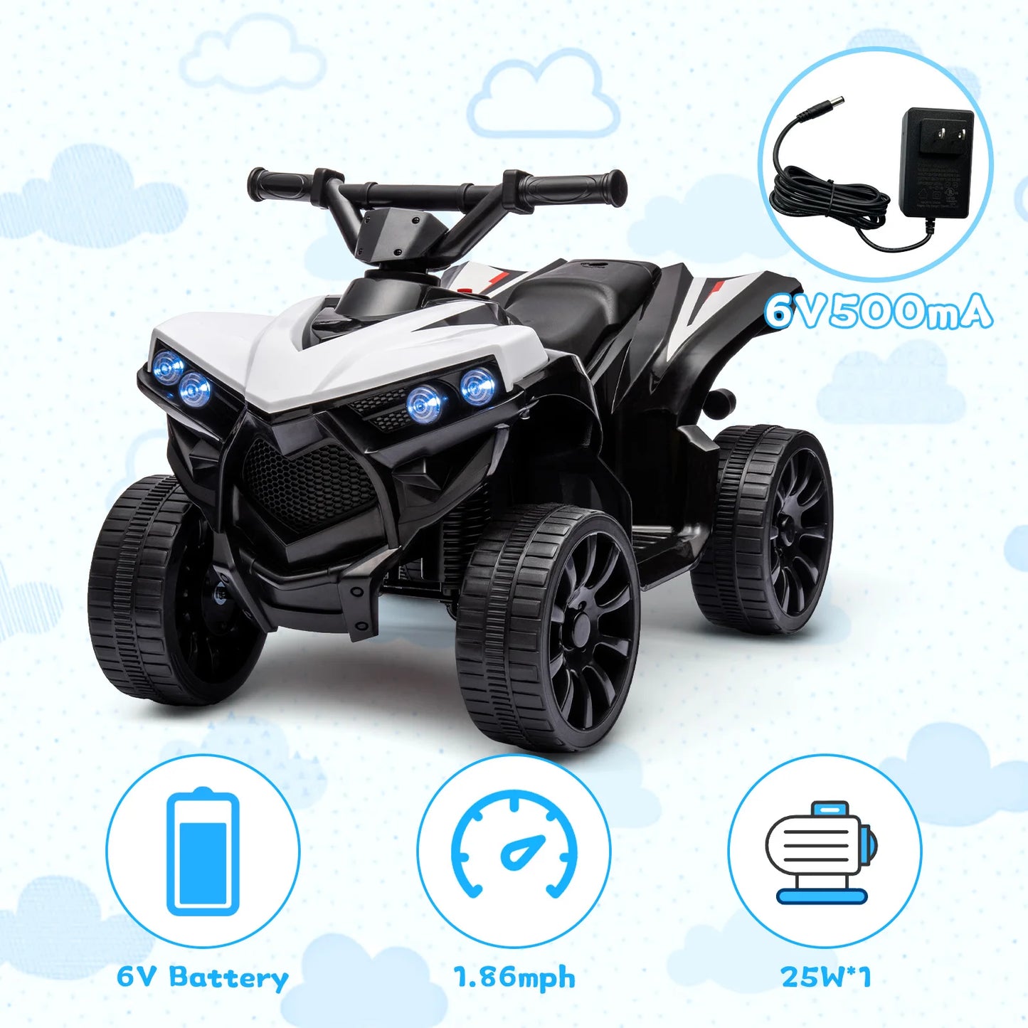 Kids ATV 4 Wheeler,6V Battery Powered Quad Electric Vehicle .