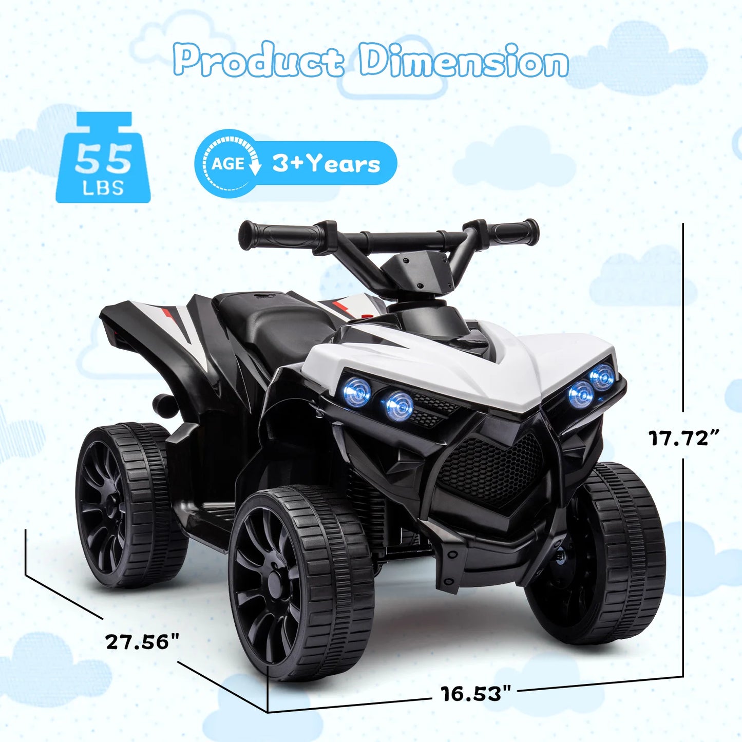 Kids ATV 4 Wheeler,6V Battery Powered Quad Electric Vehicle .